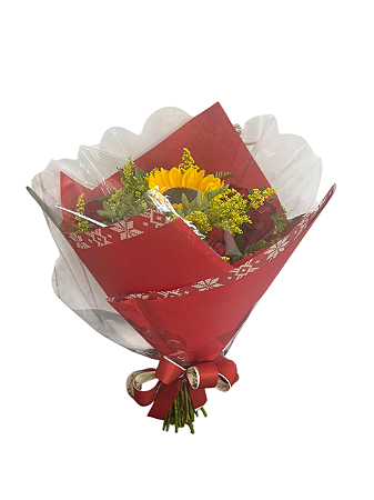 Buquê de Rosas e Girassol