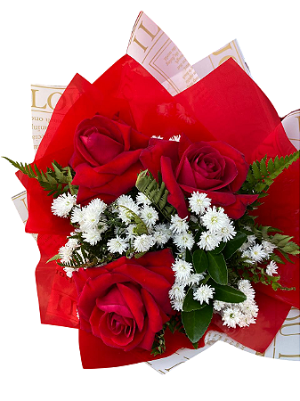 Buquê Natural com 3 Rosas