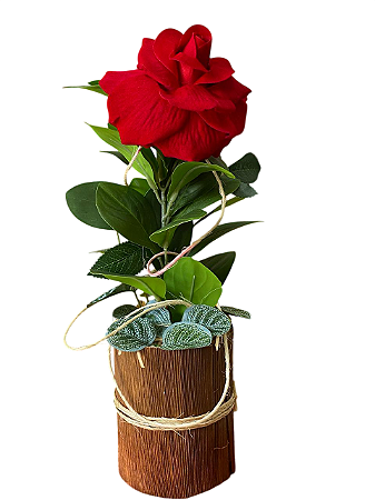 🌹🌿 Arranjo de Flor Artificial com Rosa Vermelha 🌿🌹