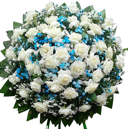 Coroa de Flores Luxo Branca e Azul