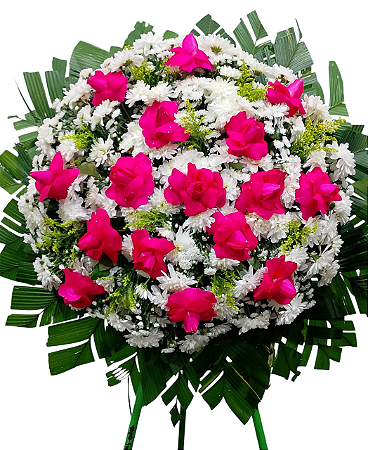 Coroa de Flores com Rosas Pink