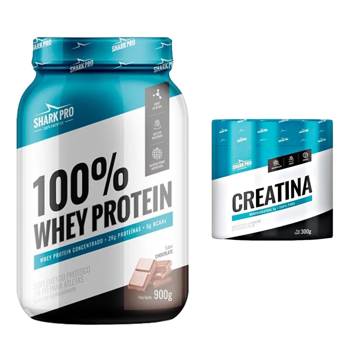 COMBO 100% WHEY PROTEIN 900G + CREATINA 300G - SHARK PRO