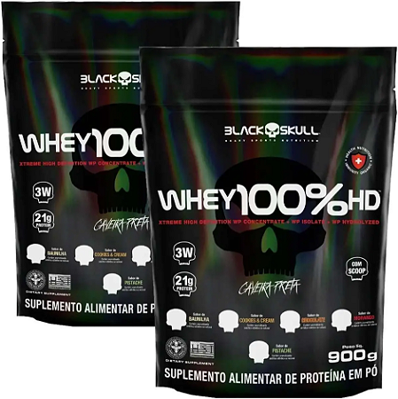 COMBO 2X 100% WHEY HD 900G - BLACK SKULL