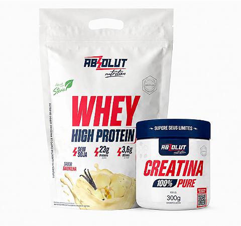COMBO WHEY HIGH PROTEIN 900G + CREATINA 300G - ABSOLUT NUTRITION