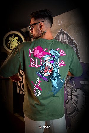 CAMISETA OVERSIZED CHIP SPRAY VERDE MILITAR - MACACO BLINDADO