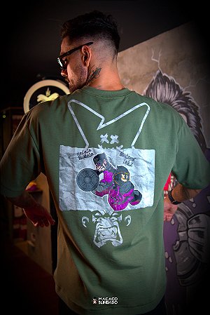 CAMISETA OVERSIZED NOXIOUS X MB VERDE MILITAR - MACACO BLINDADO