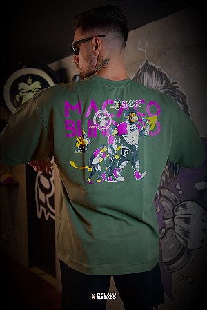 CAMISETA OVERSIZED EVOLUTION VERDE MILITAR - MACACO BLINDADO