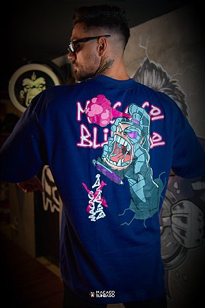 CAMISETA OVERSIZED CHIP SPRAY MARINHO - MACACO BLINDADO