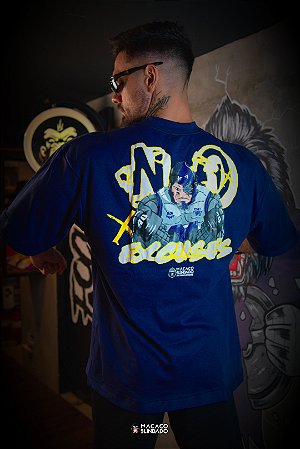 CAMISETA OVERSIZED NO EXCUSES MARINHO - MACACO BLINDADO