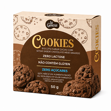 COOKIES 50G CACAU COM GOTAS DE CHOCOLATE - LA GANEXA