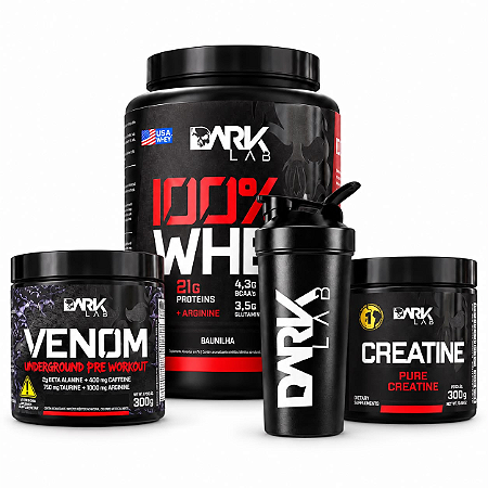 COMBO 100% WHEY 900G + VENOM 300G + CREATINA 300G - DARK LAB