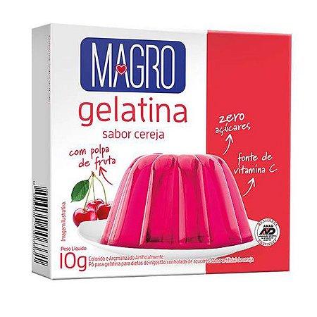 Gelatina Zero Açúcar sabor Cereja Magro 10g