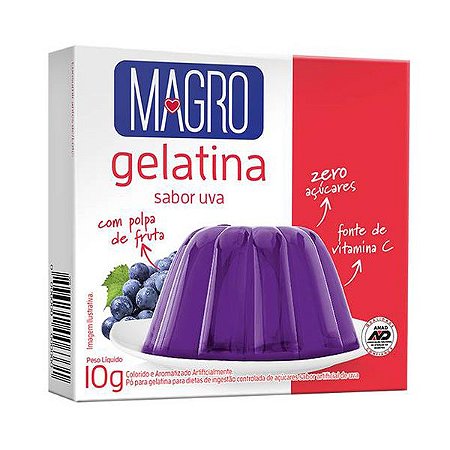 Gelatina Zero Açúcar sabor Uva Magro 10g