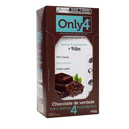 Chocolate Only4 Nibs 70% Cacau Display 6x70g