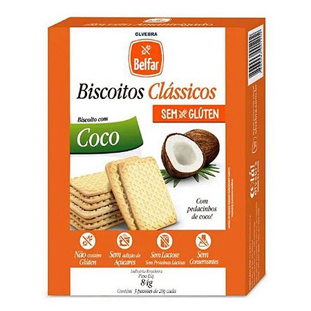Biscoito com Coco Sem Glúten Belfar 84g