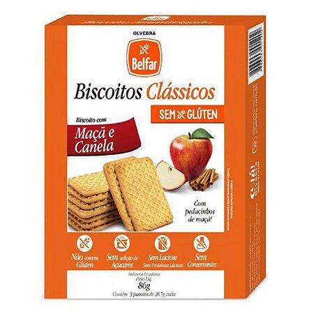 Biscoito com Maçã e Canela Sem Glúten Belfar 86g