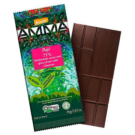 Chocolate Orgânico 75% Cacau Pajé AMMA Caixa 6 un