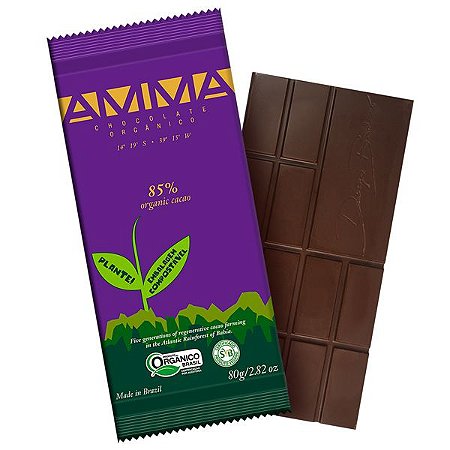 Chocolate Orgânico 85% Cacau AMMA Caixa 6 un