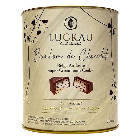 Bombom Chocolate Belga ao Leite com Cookies Luckau 200g