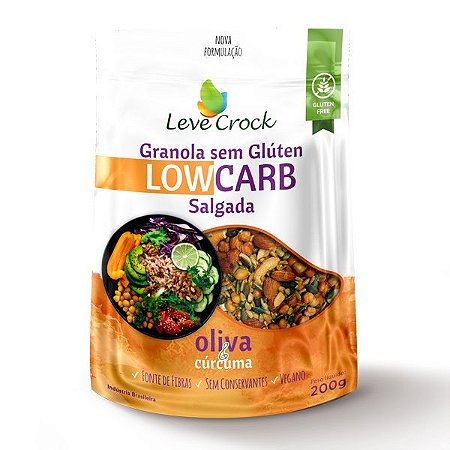 Granola Salgada Low Carb Oliva e Cúrcuma Leve Crock 200g