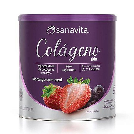 Colágeno Skin Morango com Açaí Sanavita 300g