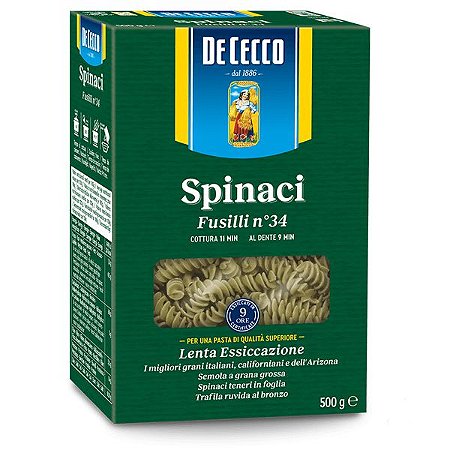 Massa Fusilli Nº 34 com Espinafre De Cecco 500g