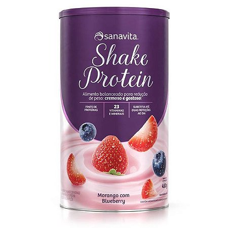 Shake Protein Morango com Blueberry Sanavita 450g