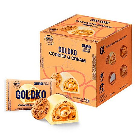 Bombom Cookies Cream Zero Açúcar GoldKo (Cx 18 un)