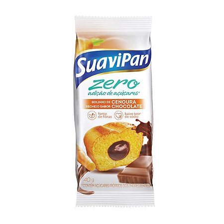 Bolinho Cenoura com Chocolate Zero Açúcar Suavipan 40g