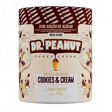 Pasta de Amendoim Cookies n Cream Whey Dr. Peanut 250g - Me Gusta