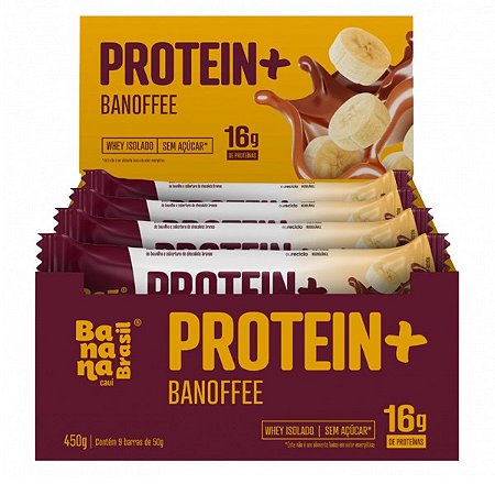 Barras de Proteína Protein+ Banoffee Banana Brasil cx 9un