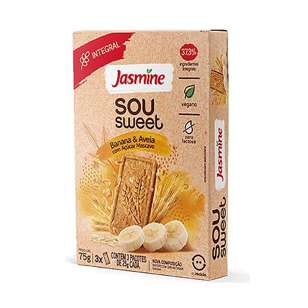 Biscoito Integral Banana e Cereais Sou Sweet Jasmine 75g