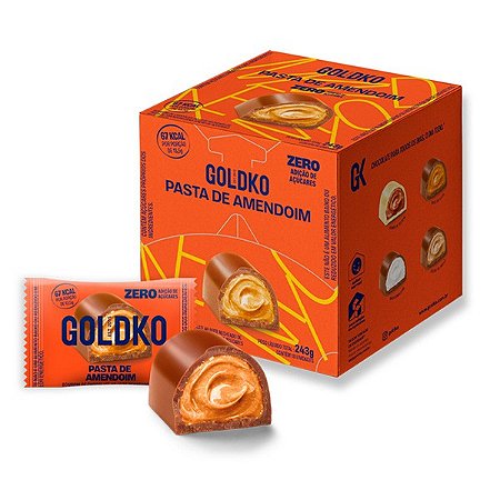 Bombom Pasta de Amendoim Zero Açúcar GoldKo (Cx 18 un)