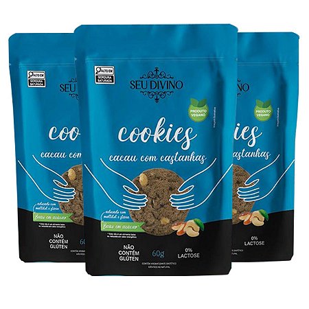 Cookies Cacau com Castanhas Seu Divino 3x60g