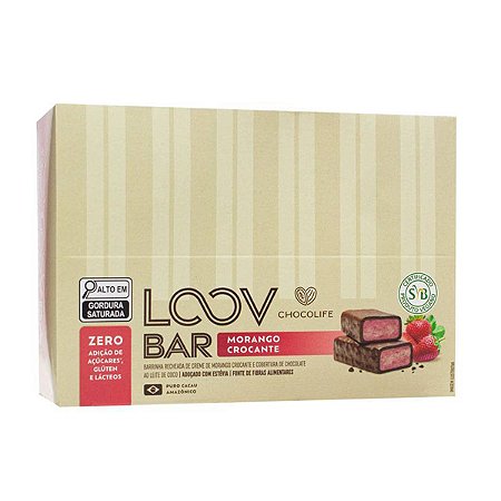Barrinhas Loov Morango Crocante Chocolife 12x30g