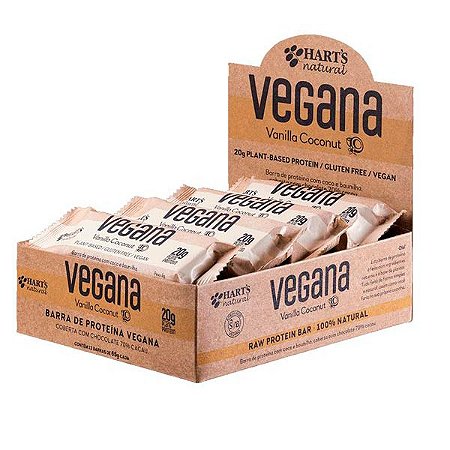 Barras de Proteína Vegana Vanilla Coconut Hart's - Caixa com 12