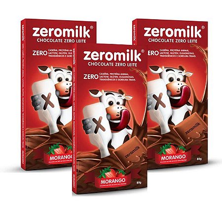 Chocolate Zeromilk Morango 3 unidades
