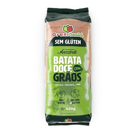 Pão Batata Doce e Grãos Sem Glúten Sem Lactose Grani Amici 420g