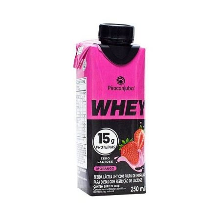 Bebida Láctea com Whey Morango Zero Lactose Piracanjuba 250ml