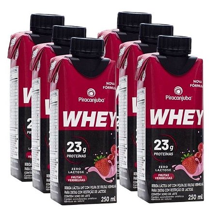 Bebida Láctea com Whey Frutas Vermelhas Zero Lactose Piracanjuba 6un