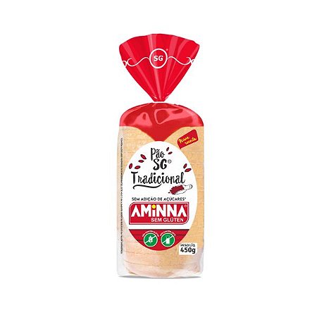 Pão Fatiado Tradicional Sem Glúten Zero Açúcar Aminna 450g
