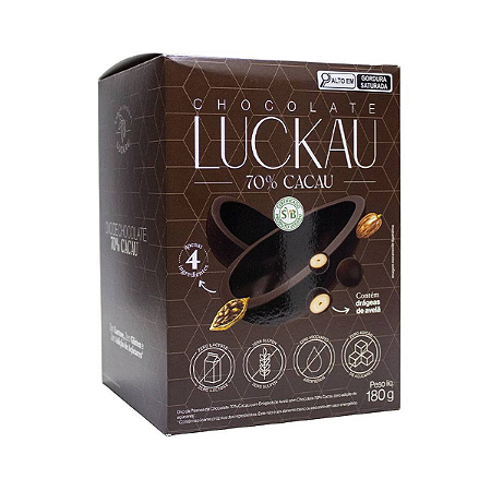 Ovo Páscoa Chocolate 70% Cacau Vegano Luckau 300g