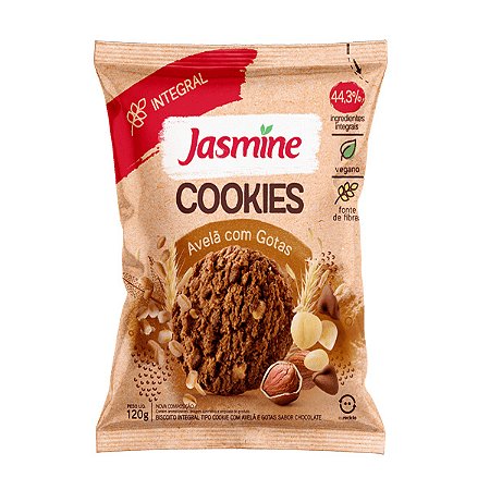 Cookies Integrais Avelã com Gotas de Chocolate Jasmine 120g