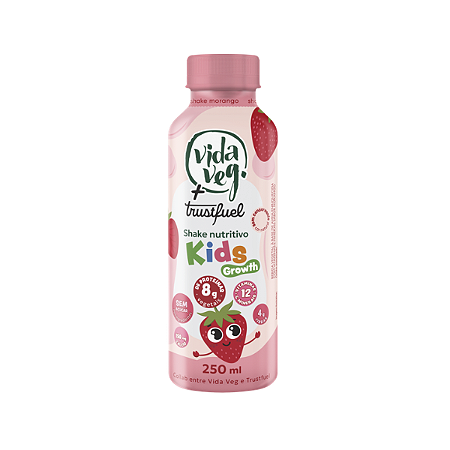 Shake Nutritivo Kids Growth Morango Vida Veg 250g | Nutrição Completa para Crianças