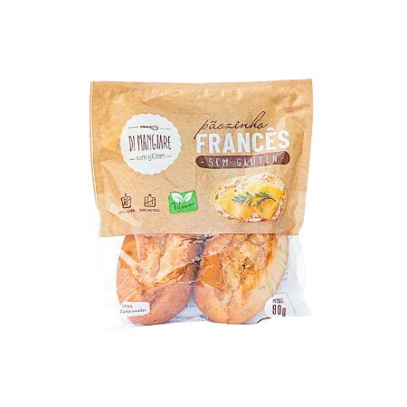 Pãozinho Francês Sem Glúten Vegano Di Mangiare 90g
