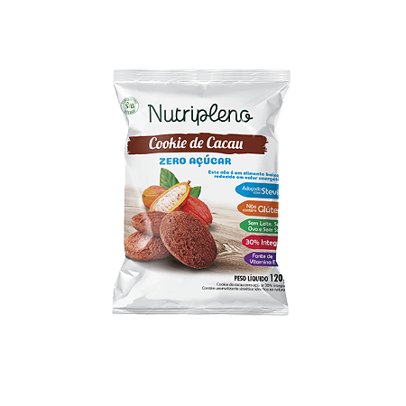 Cookies de Cacau Vegano Zero Açúcar Nutripleno 120g