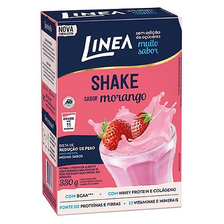 Shake sabor Morango Zero Açúcar Linea 330g