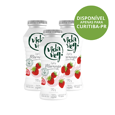 Iogurte Vegetal de Morango Vida Veg 3x170g | Sem Lactose e Fonte de Probióticos