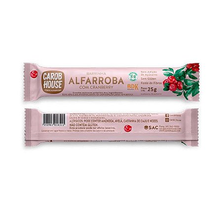 Barrinha de Alfarroba com Cranberry Carob House 25g