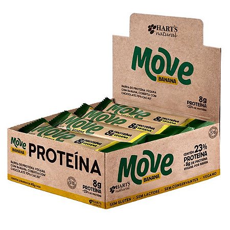 Barra Vegana Proteína Move Banana Hart's Caixa 12 uni